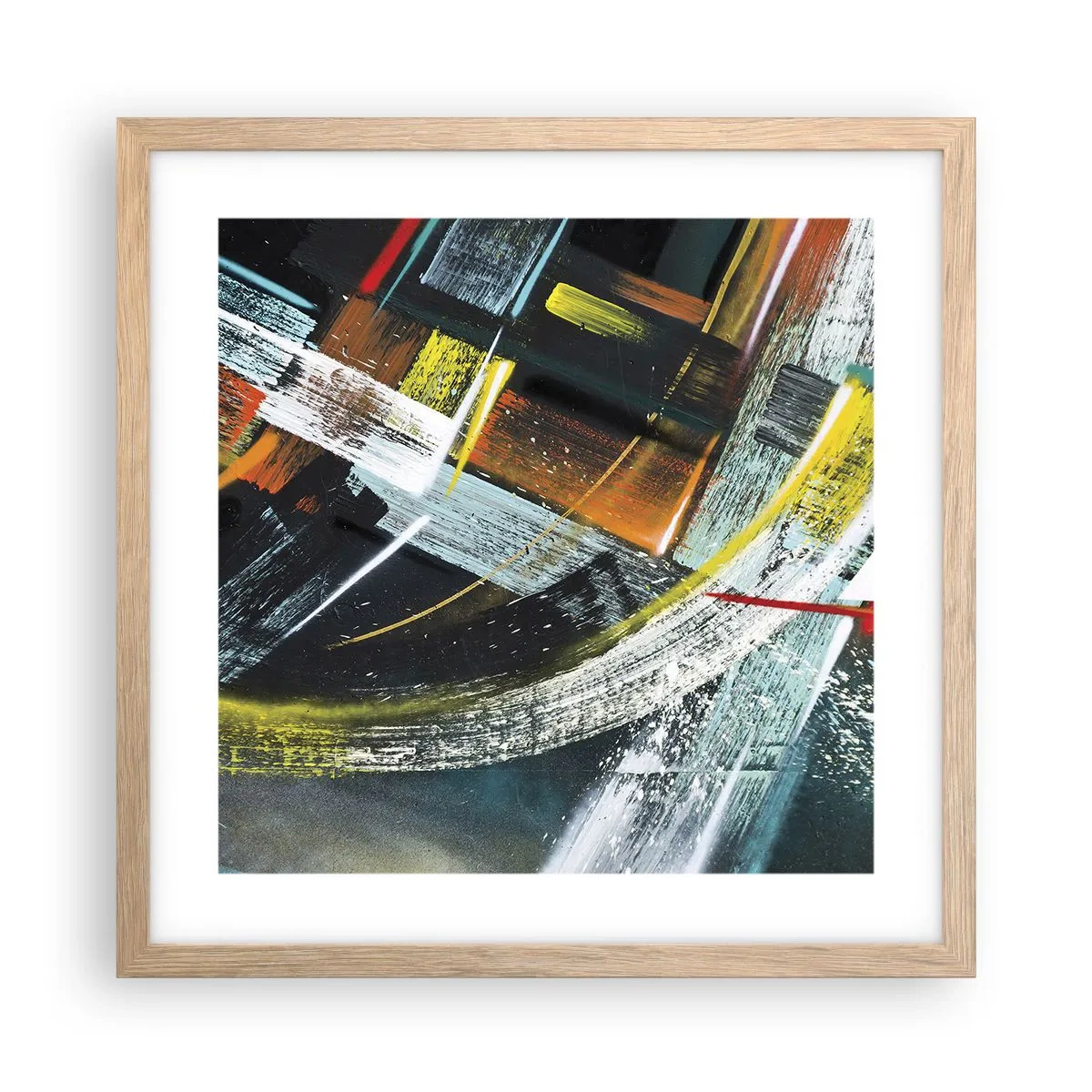 Plagát v ráme zo svetlého duba - Energia pohybu - 40x40 cm