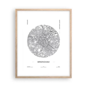 Plagát v ráme zo svetlého duba - Anatómia Birminghamu - 40x50 cm