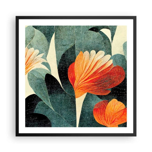 Plagát v čiernom ráme - Tropické horúco a chlad zelene - 60x60 cm