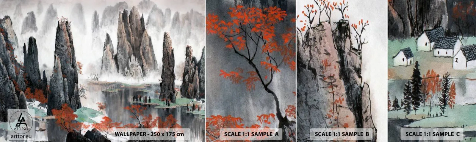 Vzorka samolepiacej fototapety Deluxe Sticker - Mocní strážcovia - Abstrakcia, Fantázia, Krajina - 100x30 cm