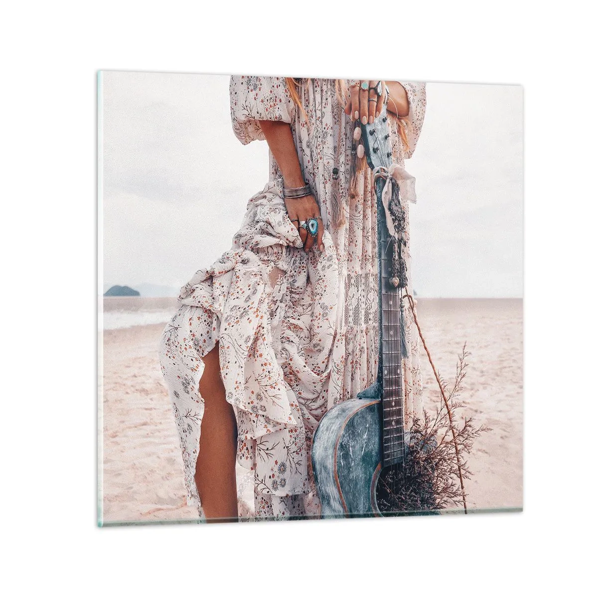 Obraz na skle - Kvetinové deti na ceste - 70x70 cm