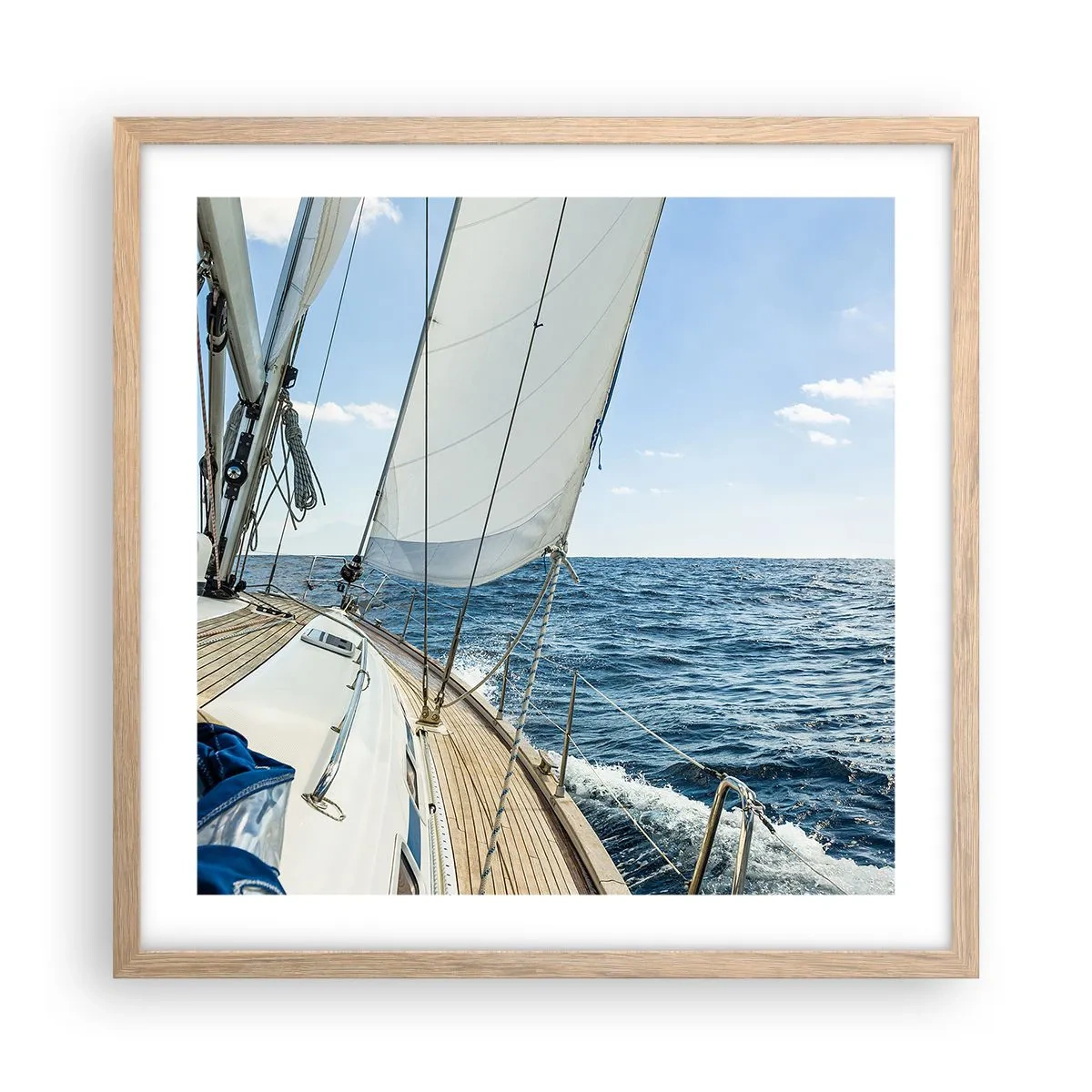 Plagát v ráme zo svetlého duba - Ahoj, dobrodružstvo - 50x50 cm