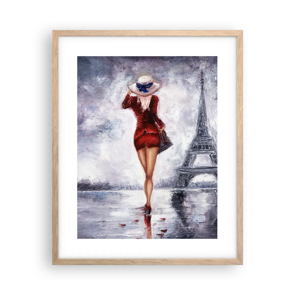 Plagát v ráme zo svetlého duba - Parížske symboly - 40x50 cm