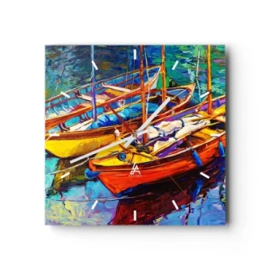 Nástenné hodiny - Na vode hustej od farieb - 30x30 cm