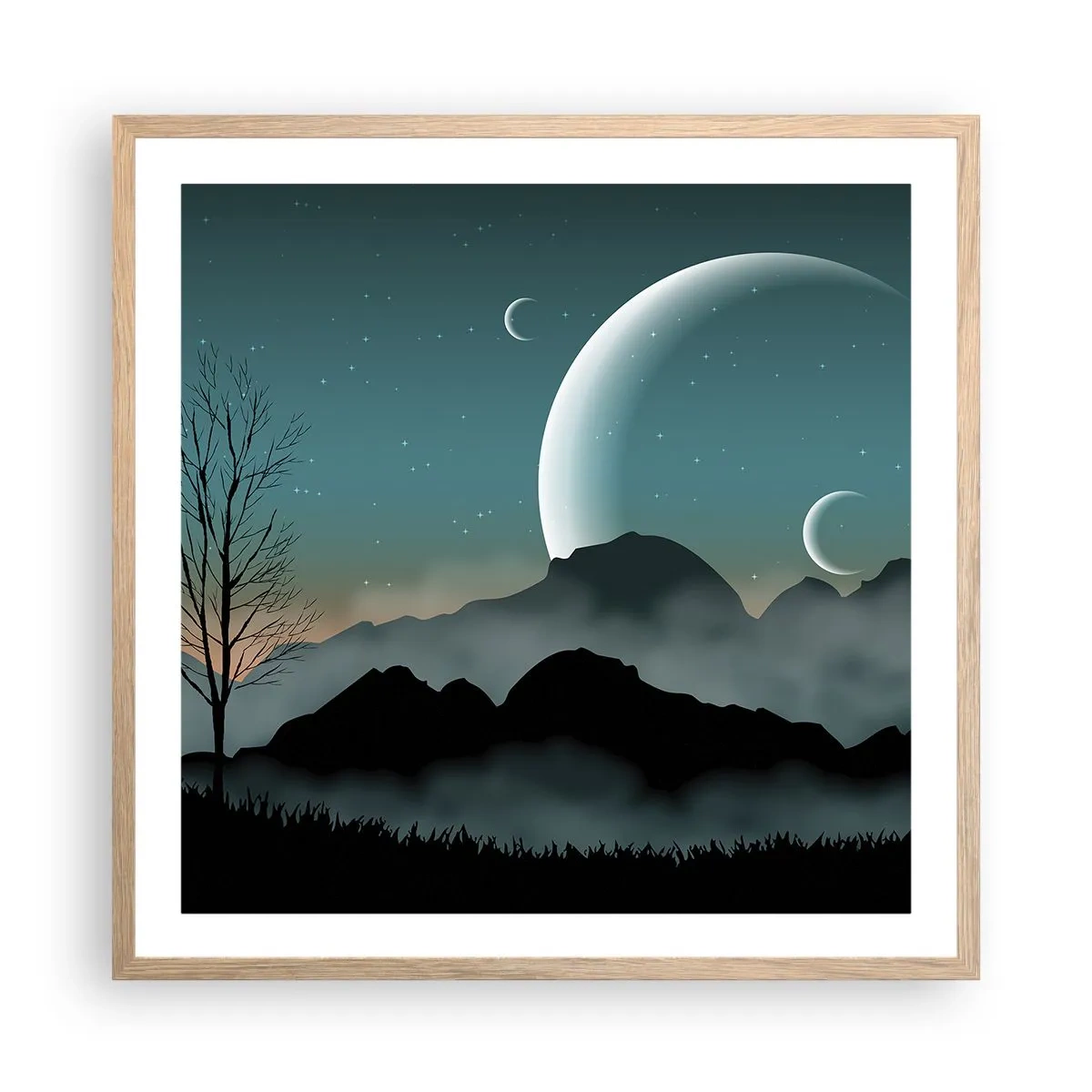 Plagát v ráme zo svetlého duba - Karneval hviezdnej noci - 60x60 cm