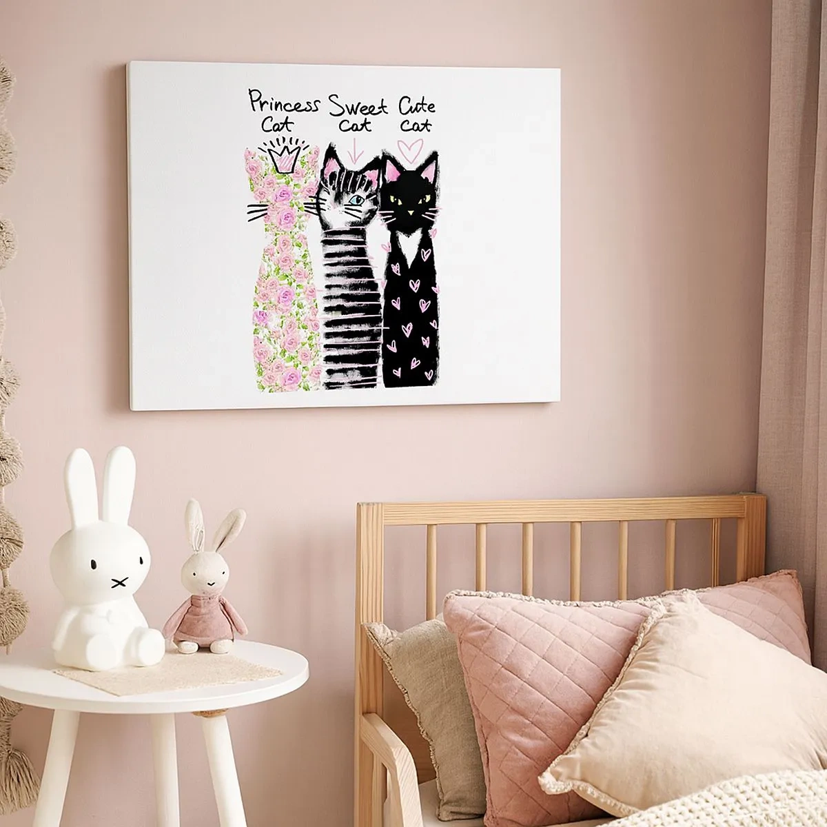 Obraz na plátne - Tri mačky s rôznymi umeleckými vzormi - 70x50cm - Boli raz tri mačičky - Moderná nástenná dekorácia do obývacej izby a spálne ARTTOR