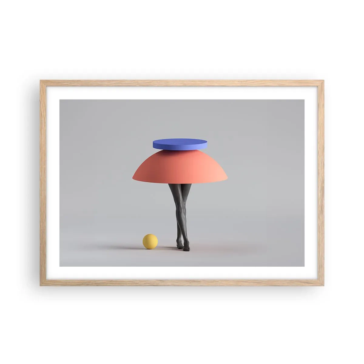 Plagát v ráme zo svetlého duba - Surrealistická kompozícia - 70x50 cm