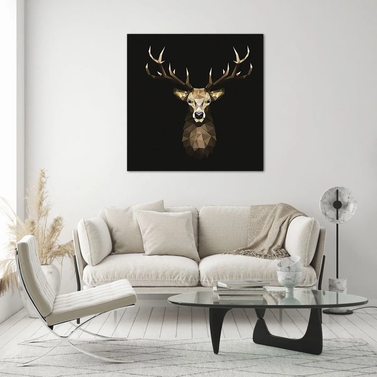 Obraz na skle - Kubistický jeleň - 70x70 cm