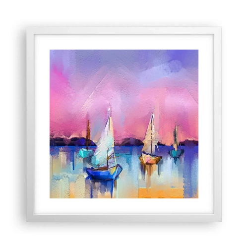 Plagát v bielom ráme - Smer: široká voda - 40x40 cm