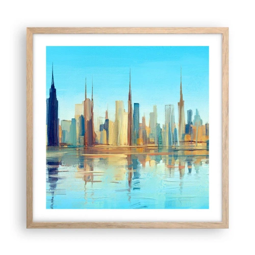 Plagát v ráme zo svetlého duba - Slnečná metropola - 50x50 cm