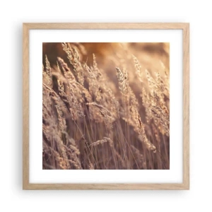 Plagát v ráme zo svetlého duba - Pripravení privítať jeseň - 40x40 cm