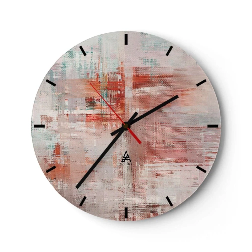 Nástenné hodiny - Abstraktná kompozícia ťahov v odtieňoch ružovej a bielej. - 30x30cm - Zahmlené. Ale ružové - Moderná nástenná dekorácia do obývacej izby, kuchyne a spálne ARTTOR