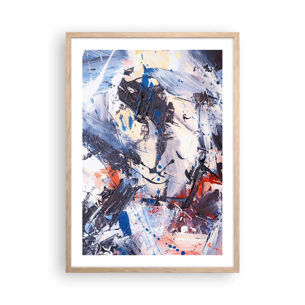 Plagát v ráme zo svetlého duba - Bláznivý tanec abstrakcie - 50x70 cm