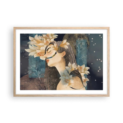 Plagát v ráme zo svetlého duba - Rozprávka o princeznej s ľaliami - 70x50 cm