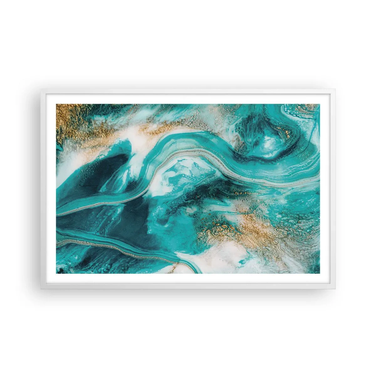 Plagát v bielom ráme - Rieka zlata - 91x61 cm