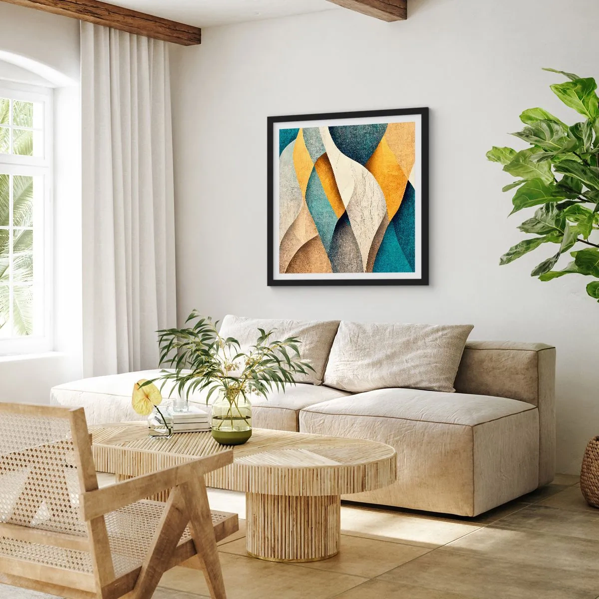 Plagát v čiernom ráme - Rytmus a vlnenie - 60x60 cm