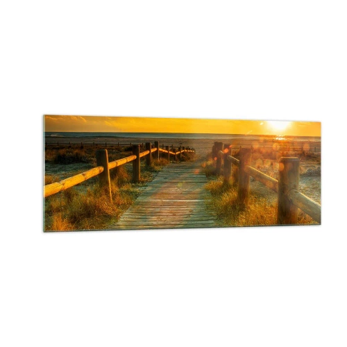 Obraz na skle - Vykúpané v starom zlate - 140x50 cm