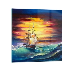 Obraz na skle - Statočne proti vlnám - 30x30 cm