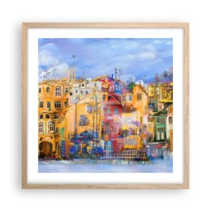 Plagát v ráme zo svetlého duba - Sme spolu - 50x50 cm