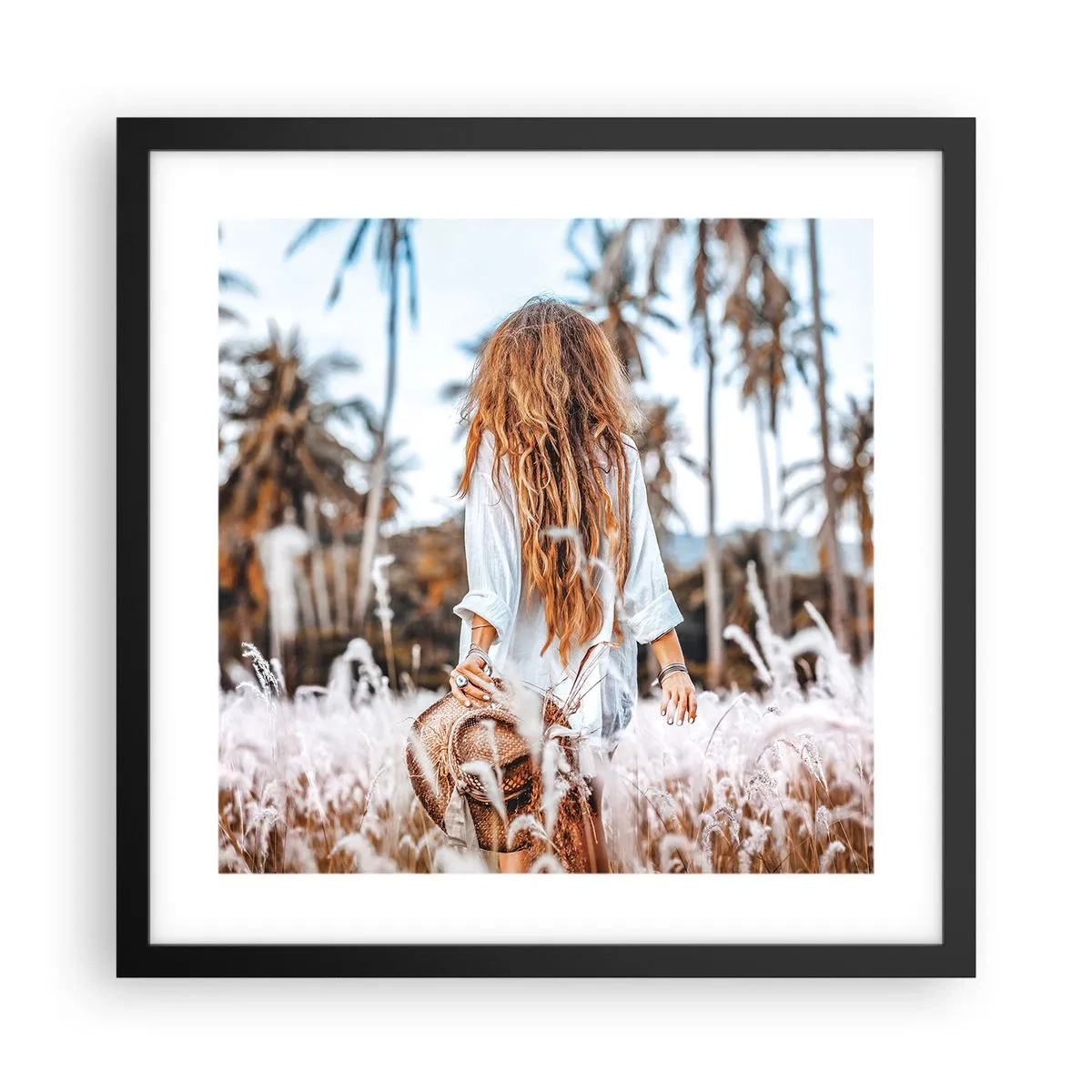 Plagát v čiernom ráme - Zrodená z trávnej páperie - 40x40 cm