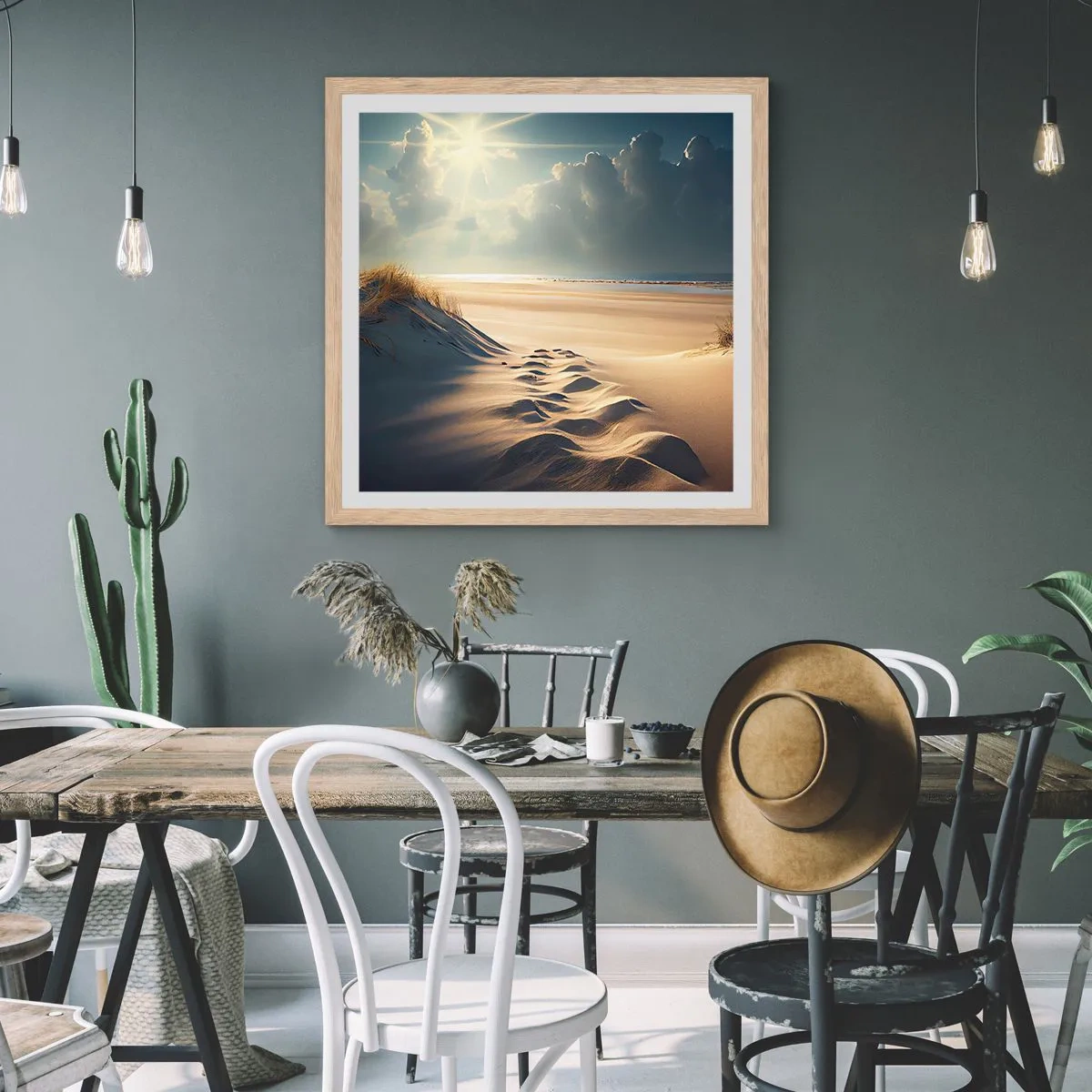 Plagát v ráme zo svetlého duba - Upokojujúca krajina - 40x40 cm