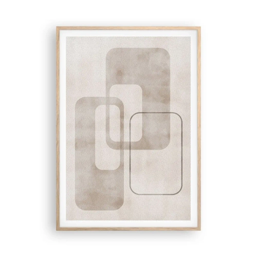 Plagát v ráme zo svetlého duba - Geometrická fúga - 70x100 cm