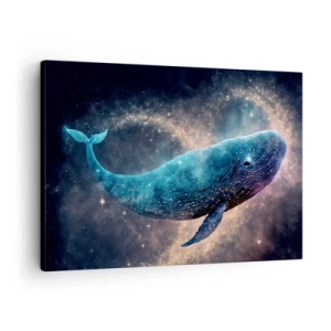Obraz na plátne - Vesmírna veľryba s galaxiou v pozadí - 70x50cm - Existuje taký svet… - Moderná nástenná dekorácia do obývacej izby a spálne ARTTOR