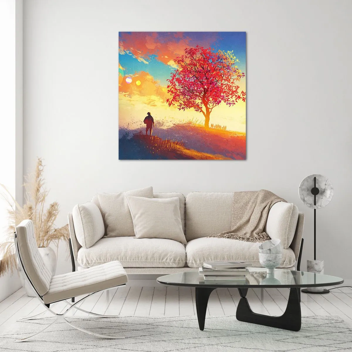 Obraz na skle - Pútnik pri cieli - 50x50 cm