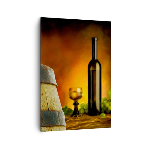 Obraz na plátne - Zátišie s fľašou vína a hroznom - 70x100 cm