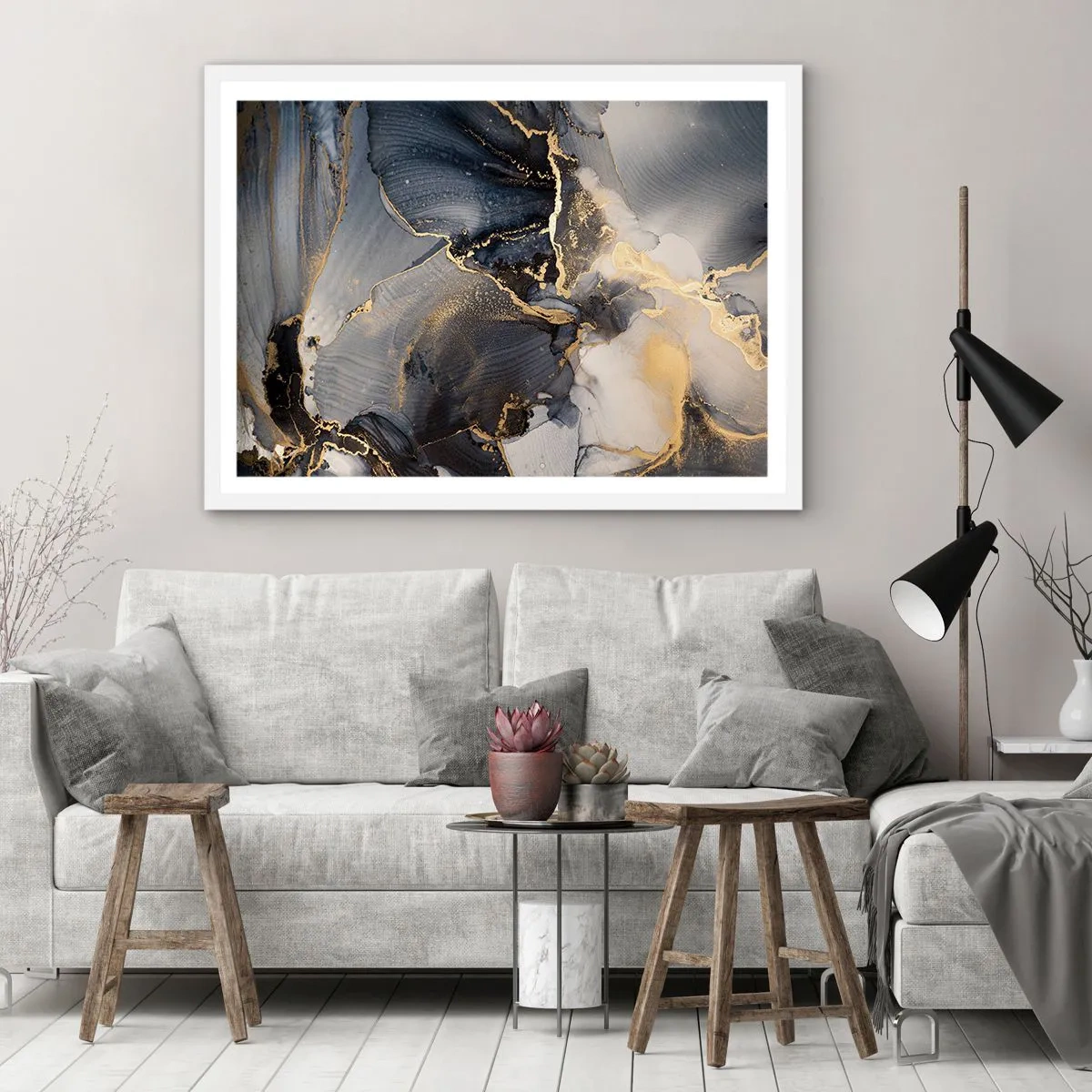 Plagát v bielom ráme - Život kameňa - 70x50 cm