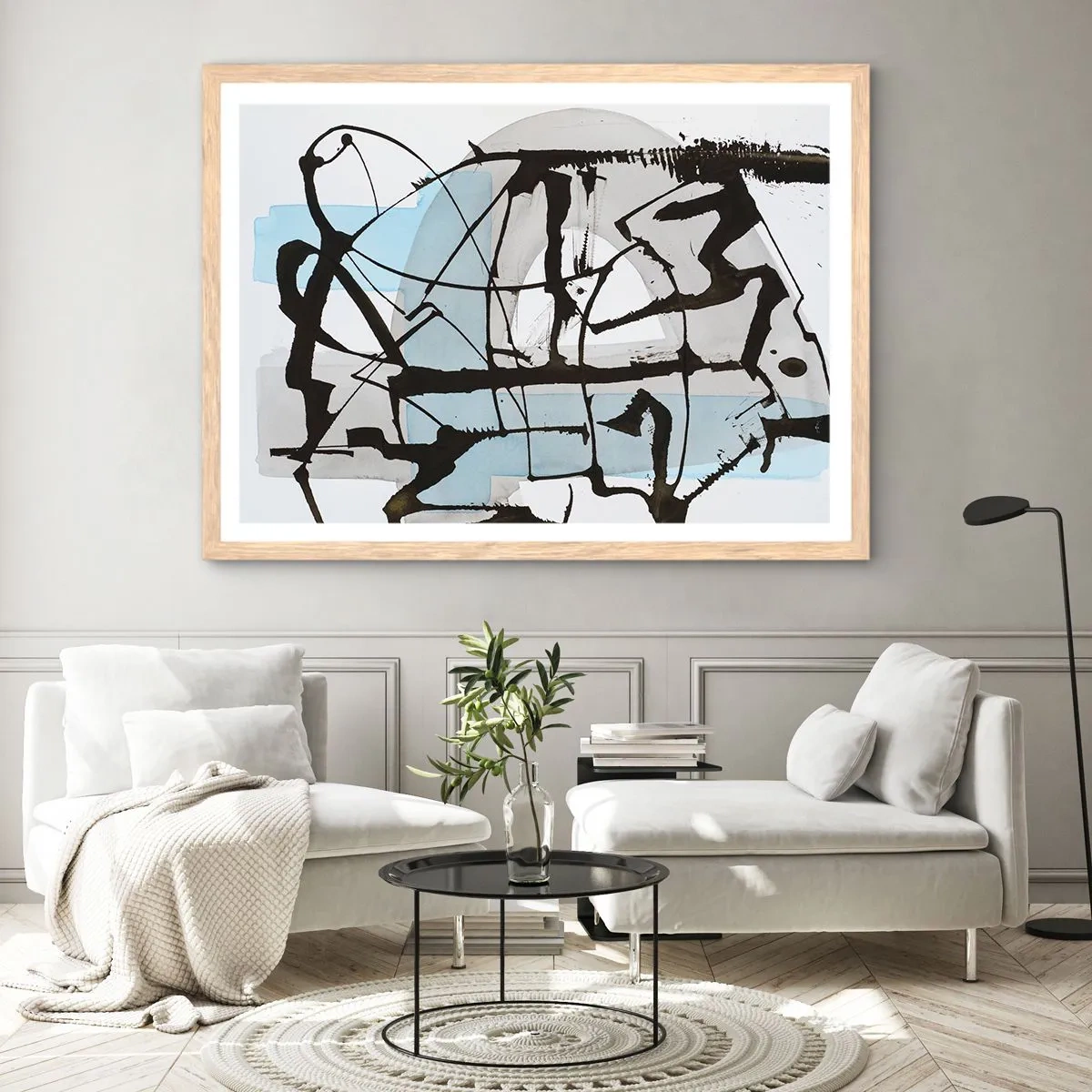 Plagát v ráme zo svetlého duba - Aj napriek tomu modrý - 70x50 cm