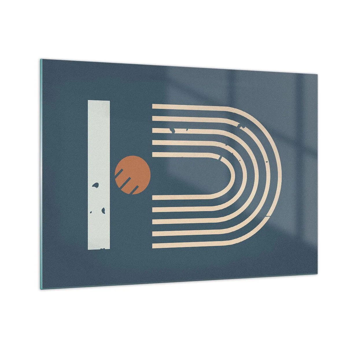 Obraz na skle - Geometria v námorníckej modrej - 100x70 cm