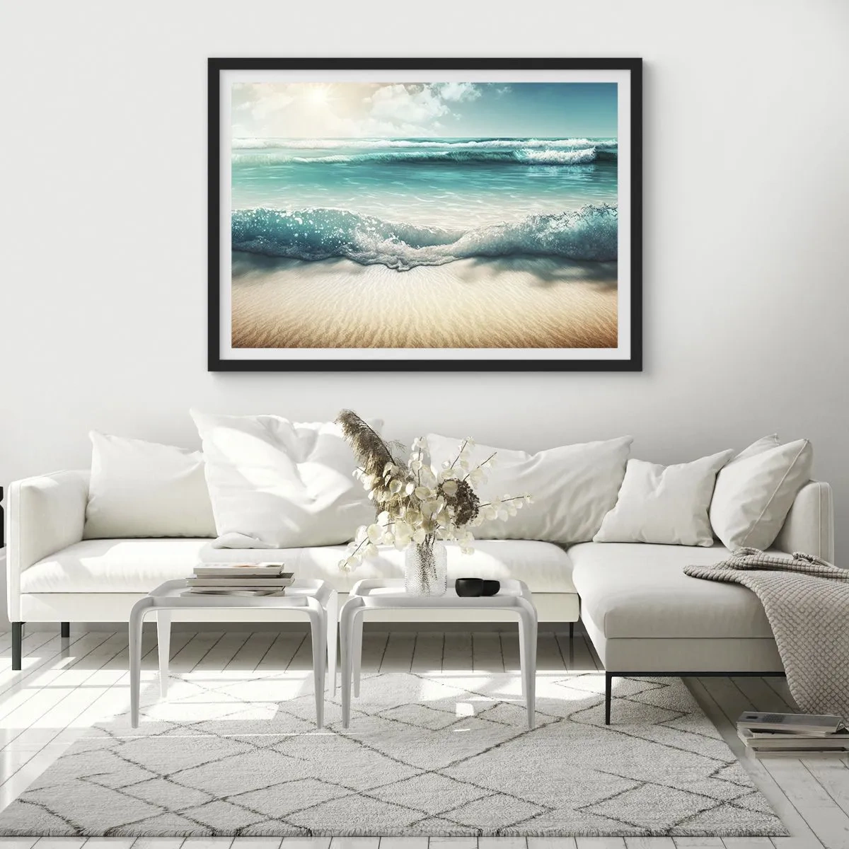 Plagát v čiernom ráme - Kľud oceánu - 70x50 cm