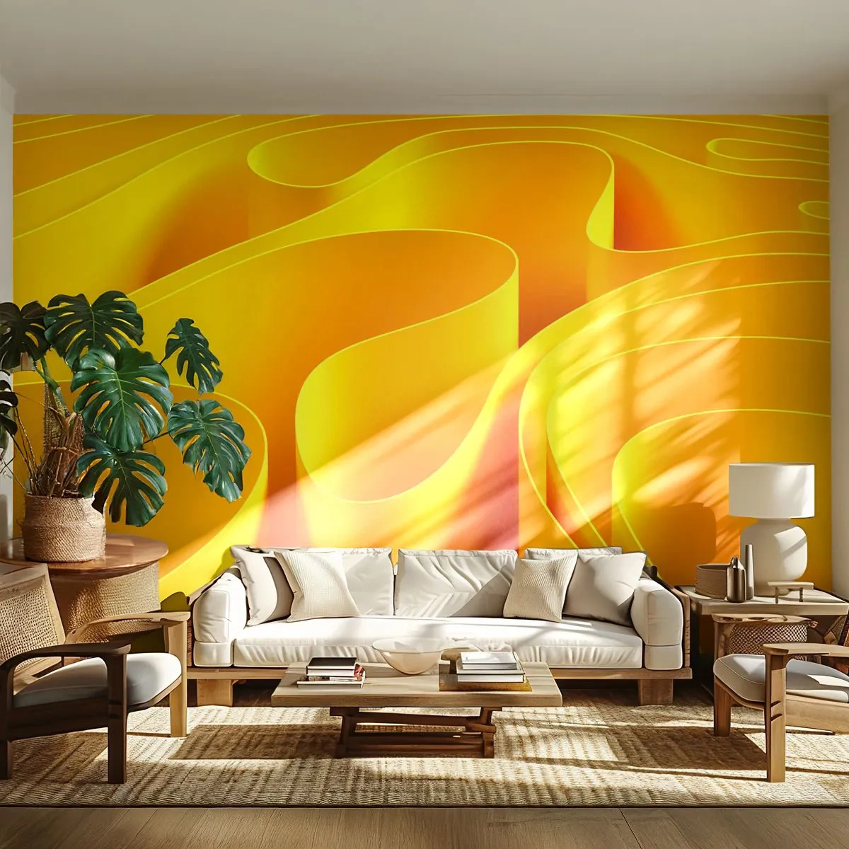 Fototapeta Premium Canvas - Ako slnečné vlny - 3D, Moderné, Čiary - 250x175 cm