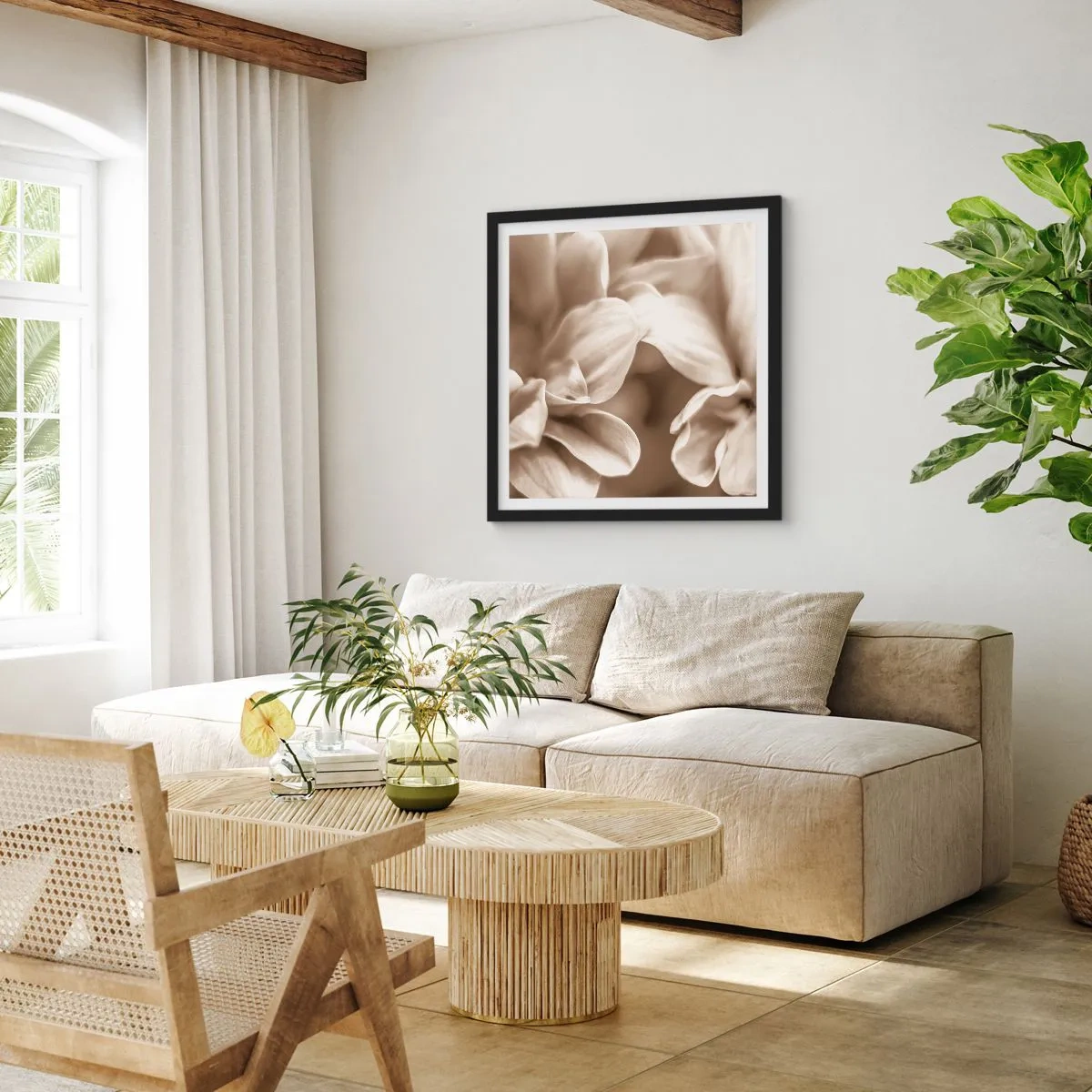 Plagát v čiernom ráme - Nežné ako úsmev - 40x40 cm