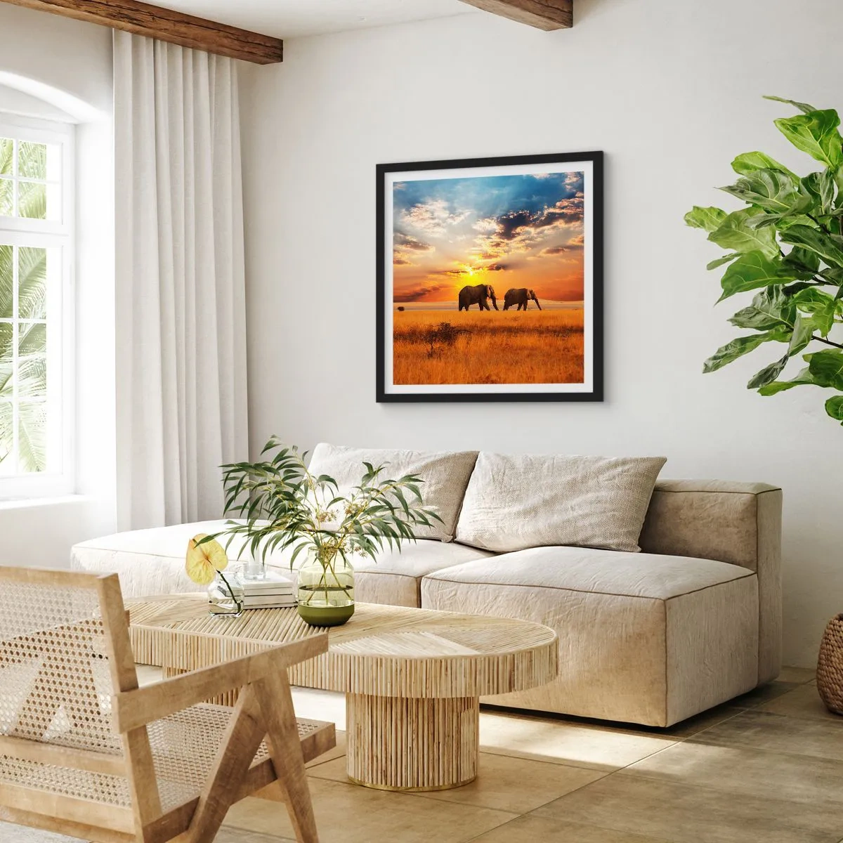 Plagát v čiernom ráme - Rodinná prechádzka - 50x50 cm