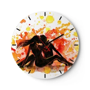 Nástenné hodiny - Umelecká ľúbostná scéna v akvarelových farbách - 30x30cm - A bolo svetlo - Moderná nástenná dekorácia do obývacej izby, kuchyne a spálne ARTTOR