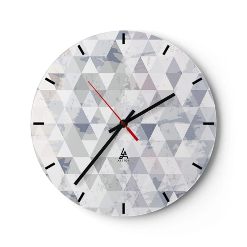 Nástenné hodiny - Geometrický vzor so sivými trojuholníkmi v modernom štýle - 30x30cm - V rytme na tri - Moderná nástenná dekorácia do obývacej izby, kuchyne a spálne ARTTOR