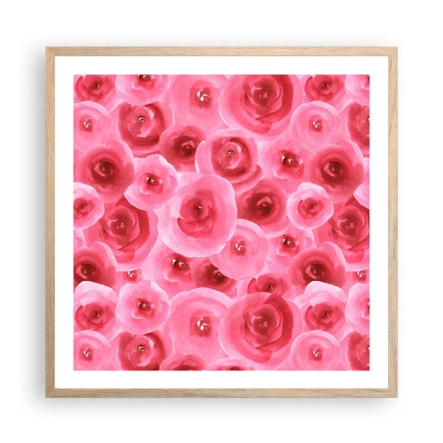 Plagát v ráme zo svetlého duba - Ruže dole aj hore - 60x60 cm