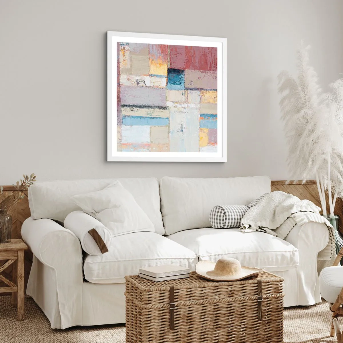 Plagát v bielom ráme - Kľud geometrie - 60x60 cm