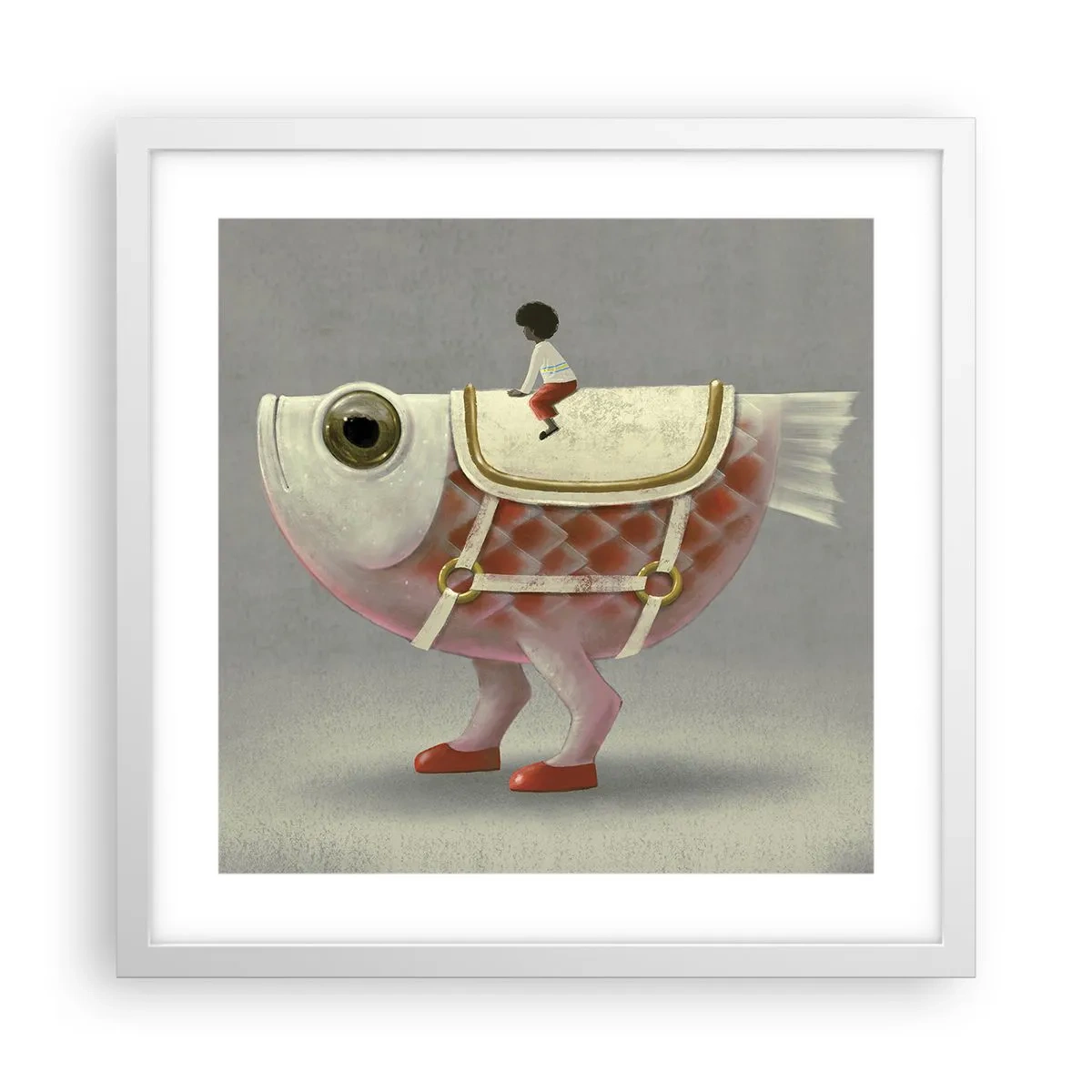 Plagát v bielom ráme - Rybí jazdec - 40x40 cm