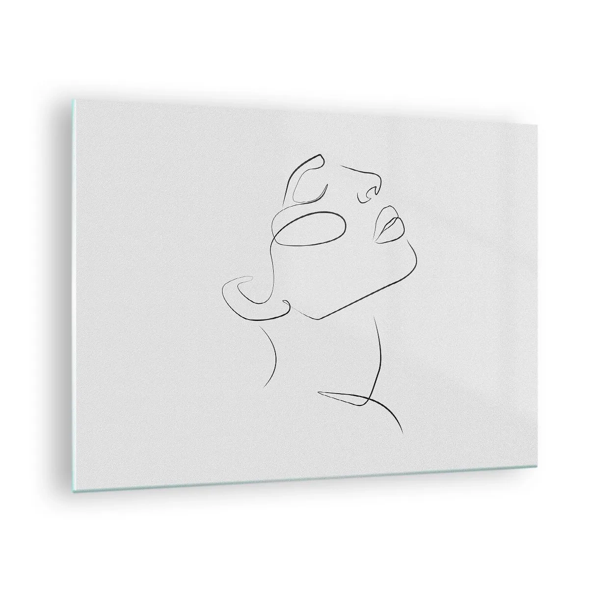 Obraz na skle - Kontúrový náčrt ženskej tváre otočenej nahor - 70x50cm - Meandre sna - Moderná nástenná dekorácia do obývacej izby a spálne ARTTOR