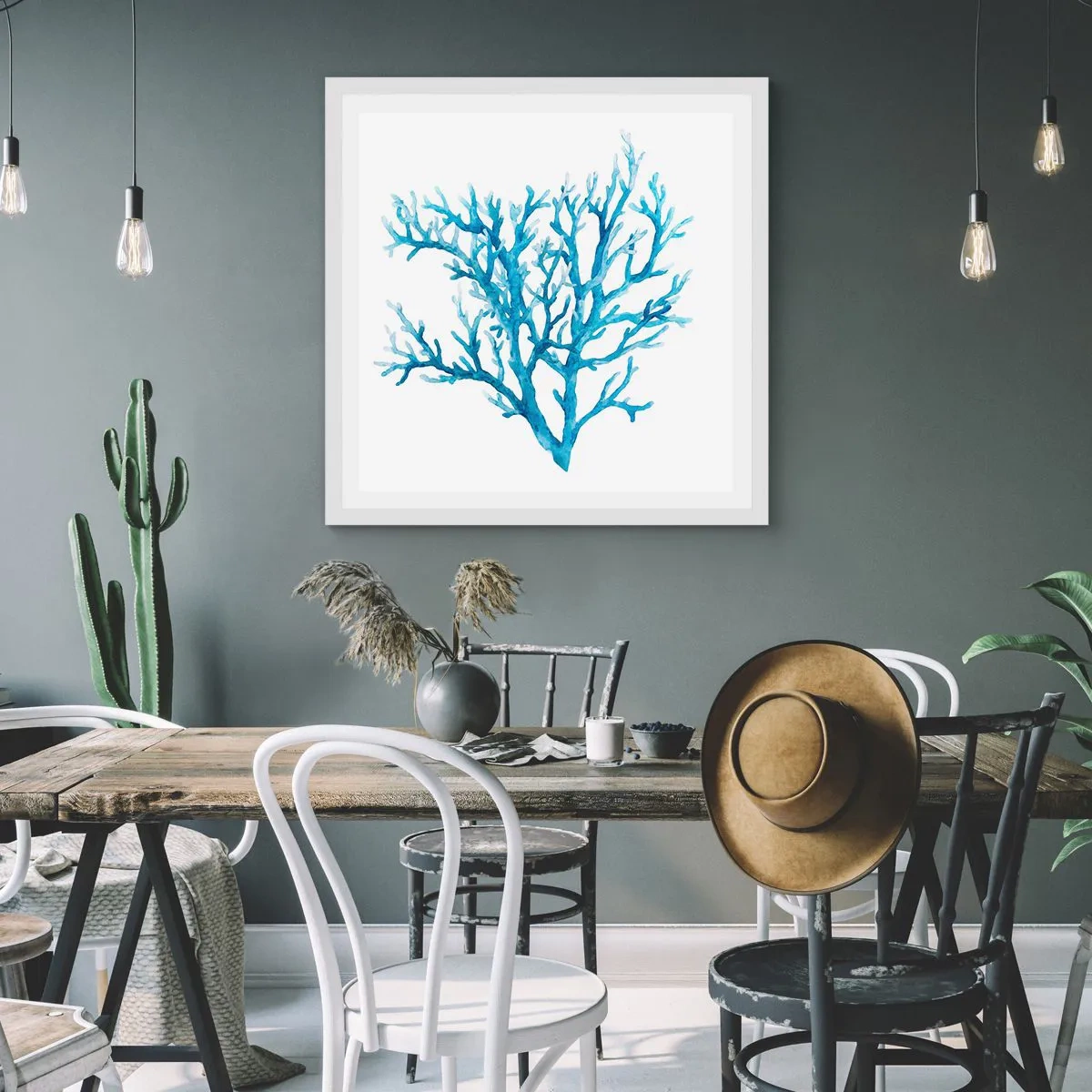 Plagát v bielom ráme - Morský filigrán - 40x40 cm