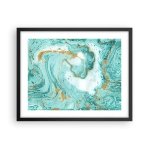 Plagát v čiernom ráme - Pod veľkou vlnou z epochy Edo - 50x40 cm