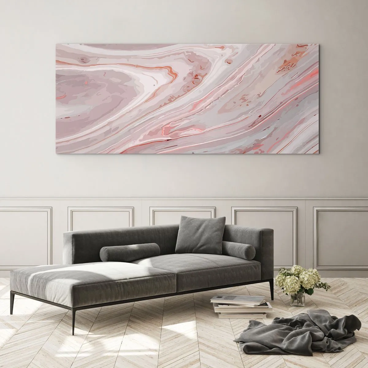 Obraz na skle - Tekutá ružová - 120x50 cm
