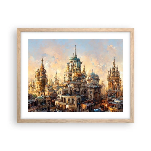 Plagát v ráme zo svetlého duba - Mesto miest - 50x40 cm