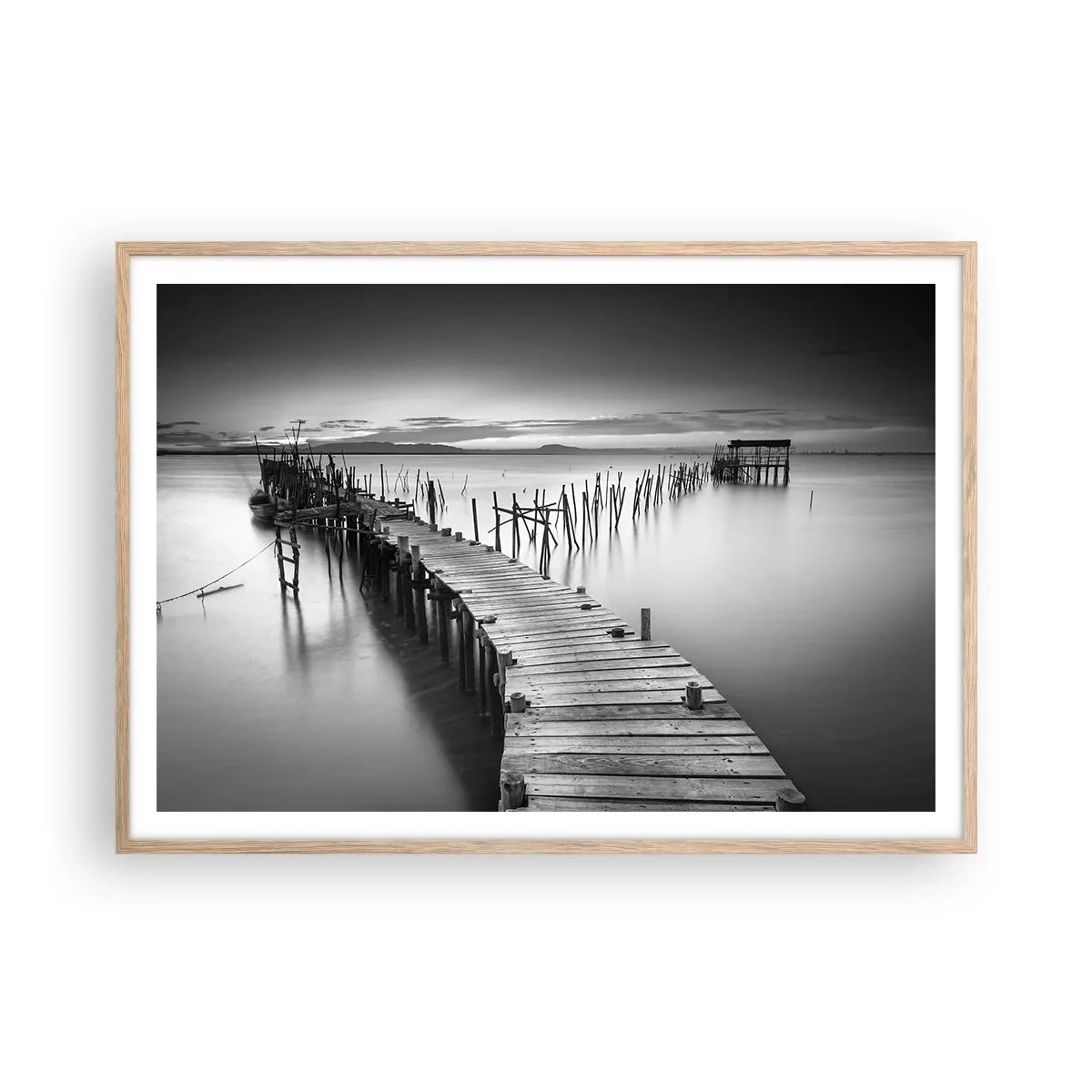 Plagát v ráme zo svetlého duba - Pokoj zabudnutého brehu - 100x70 cm