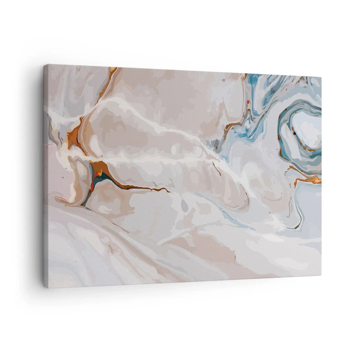 Obraz na plátne - Abstraktný vzor v odtieňoch bielej a modrej - 70x50cm - Modré meandre pod bielou - Moderná nástenná dekorácia do obývacej izby a spálne ARTTOR