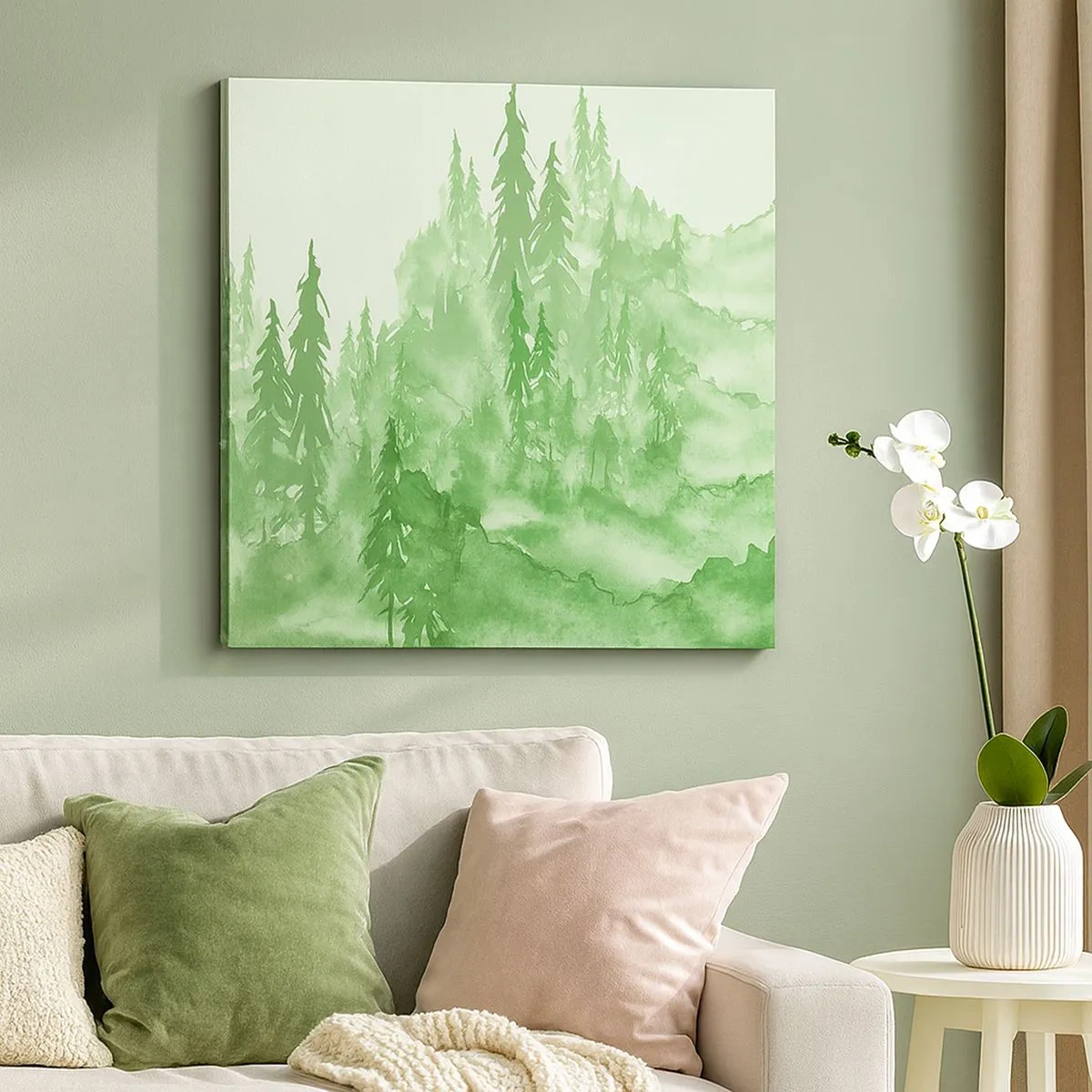 Obraz na plátne - Rozmazaný zelenou hmlou - 30x30 cm