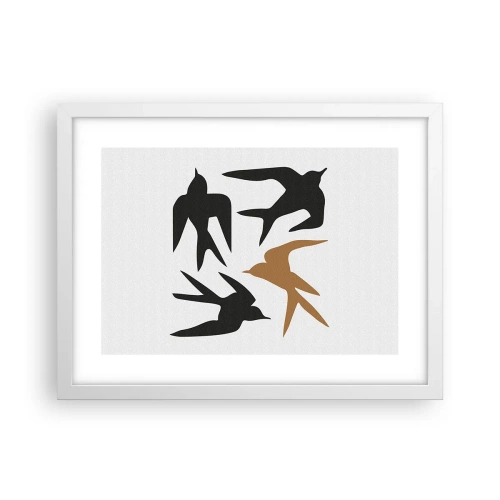 Plagát v bielom ráme - Lastovičky - 40x30 cm